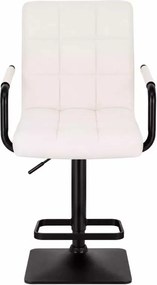 LuxuryForm DESIGN Barová stolička VERONA BLACK na čiernej hranatej podstave - biela