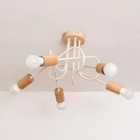 Prisadený luster OXFORD 5xE27/15W/230V borovica/krémová