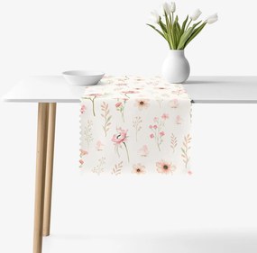 Goldea behúň na stôl teflónový - ružové kvietky 35x160 cm