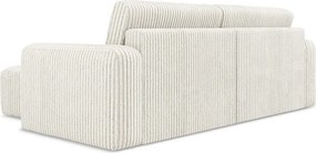 Krémovobiela menčestrová rozkladacia/s úložným priestorom rohová pohovka (pravý roh/s leňoškou) Kona – Makamii