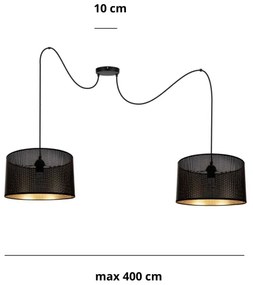 Luster na lanku ALDO 2xE27/60W/230V pavúk čierna