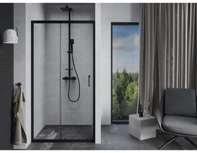 Mexen Apia, posuvné dvere do otvoru 125 x 190 cm, 6mm číre sklo, čierny profil, 845-125-000-70-00