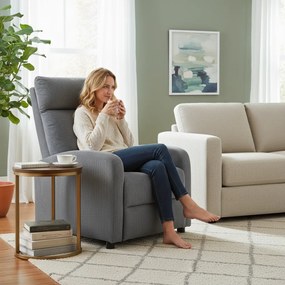 Relaxačné polohovacie TV kreslo SOFI — menčester, sivá