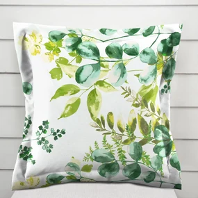 Biante Bavlnená obliečka na vankúš s lemom Sandra SA-244 Zelený eukalyptus na bielom 40 x 60 cm