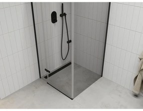 Mexen Roma, sprchovací kút 90 (dvere) x 90 (stena) cm, 6mm číre sklo, čierny profil, 854-090-090-70-00