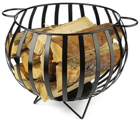 Kovový kôš na drevo Globe2, 54x42 cm, čierna
