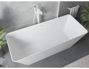 Mexen Velo Slim, voľne stojaca vaňa 170 × 75 cm, biela lesklá, biely prepad, 52811707500-20