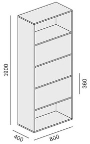PLAN Vysoký kancelársky policový regál LAYERS, 3 boxy, 800 x 400 x 1905, biela / sivá