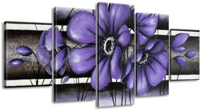 Gario Ručne maľovaný obraz Tajomný fialový Vlčí mak - 5 dielny Rozmery: 100 x 70 cm
