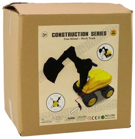 LEAN TOYS Bager s pohyblivou rotáciou 360*, konštrukcia na sedenie -žltá