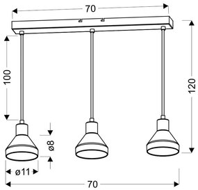 Candellux Čierno-zlatý závesný luster Gregory pre žiarovku 3x E14 33-79008