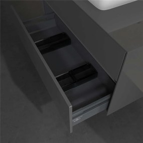 VILLEROY &amp; BOCH Collaro závesná skrinka pod umývadlo na dosku (umývadlo v strede), 2 zásuvky, s LED osvetlením, 1000 x 500 x 548 mm, Glossy Grey, C109B0FP