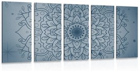 5-dielny obraz tmavo modrý kvet Mandaly - 100x50