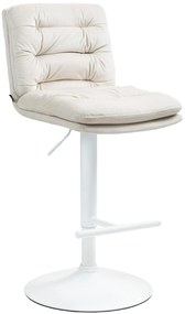 Barová stolička Damar - zamat, biely rám - krémová