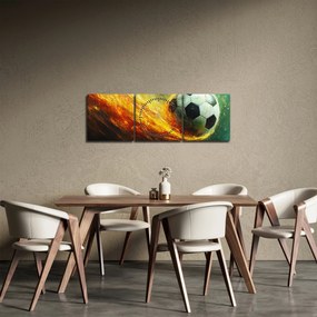 Obraz - Futbalová lopta v lete (s hodinami) (90x30 cm)