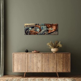 Obraz hnedého auta (s hodinami) (90x30 cm)