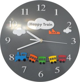SENTOP | Nástenné hodiny pre deti vlak farby sivá | SENTOP FL-z97- X0052 -RAL7011 analógové