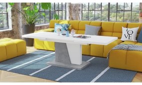 Rozkladací konferenčný/jedálenský stôl so zvíhacou doskou NINO biela/šedá betón