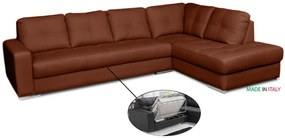 Kožená sedacia súprava s rozkladom na každodenné spanie ALEXIE – rohová, pravá, tehlová (terracotta 331)