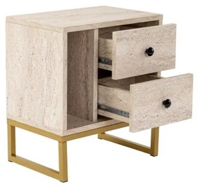 Nočný stolík GLIMMER 50x45,2 cm béžová/zlatá
