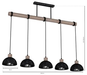 Luster na lanku ERIK 5xE27/60W/230V hnedá/čierna