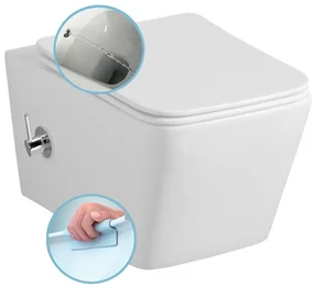 Sapho Sapho, PORTO CLEANWASH závesná WC misa Rimless, integrovaná batéria a bidetová spŕška 36x52cm, biela, PZ102RX