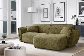 Zelená ženilková rohová pohovka (pravý roh/s leňoškou) Nelia – Ropez