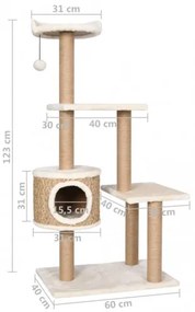 vidaXL Škrabadlo pre mačky so stĺpikom 123 cm morská tráva-