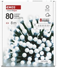 Vianočná reťaz LED 8 m, studená biela