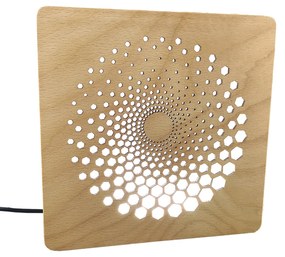 AMADEA Drevená lampička s motívom špirály, veľkosť 20 cm, s LED osvetlením s trafom na 12V
