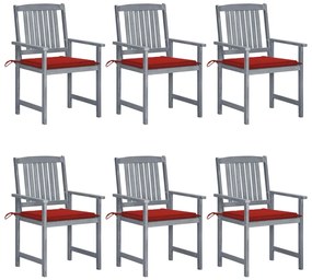 Záhradné stoličky s podložkami 6 ks akáciový masív sivé 3078213