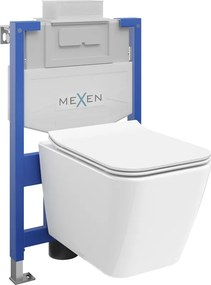 Mexen Cube podomietkový WC set rám Fenix XS-U s WC misou a pozvoľne padajúcou doskou, biely lesk - 68530924000