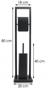 Erga Barca, držiak na toaletný papier a toaletnú kefu 20x20x80 cm, čierna matná, ERG-YKA-PD.BARCA FB