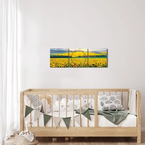Obraz - Pole slnečníc (s hodinami) (90x30 cm)