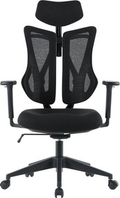 Kancelárska ergonomická stolička MORA — sieť / látka, čierna