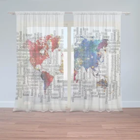 Sablio Záclony Názvy štátov: 2ks 150x250cm