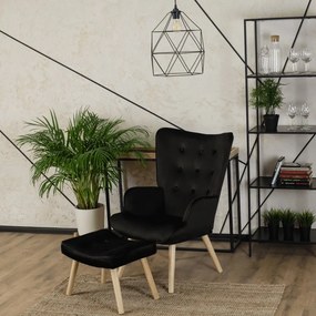 Pohodlné relaxačné kreslo s podnožkou LOZANO – čierne