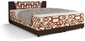 Manželská posteľ Boxspring 140 cm Linda (vzor + tmavohnedá) (s matracom a úložným priestorom). Vlastná spoľahlivá doprava až k Vám domov. 1046622
