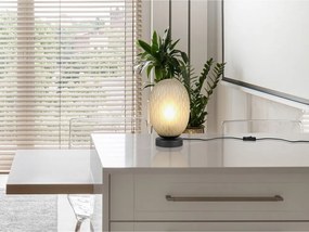 Zelená stolová lampa so skleneným tienidlom (výška 28,5 cm) Facette – Trio