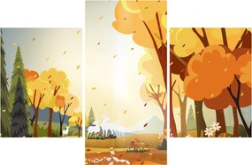 Obraz - Jesenná krajina, ilustrácie (90x60 cm)