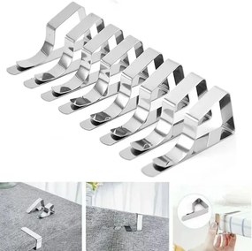 Kovové úchyty na obrus strieborné (8 ks)