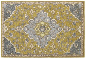 Vlnený koberec 160 x 230 cm žltá/modrá MUCUR Beliani