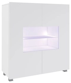 Komoda Bralani BR01, Farby: biela / biely lesk, Osvetlenie: osvetlenie LED modré