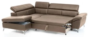 Kožená rohová sedacia súprava SALERNO II L, ľavá, hnedá, rozkladacia