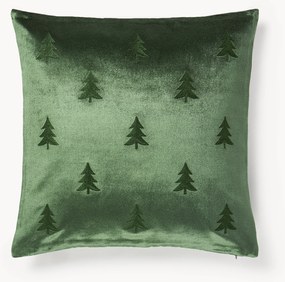 Zamatový poťah na vankúš s výšivkou vianočného stromčeka Isadora