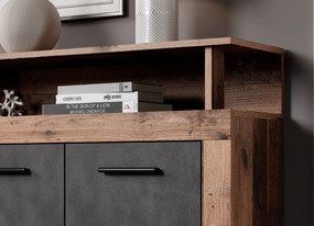 Komoda Luna 190 cm dub Matera tmavý/šedá