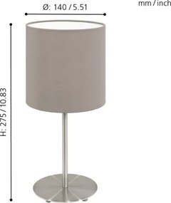 Eglo 54745 - Stolná lampa ANADIA 1xE14/40W/230V taupe/matný chróm