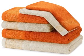 Oranžové/béžové froté bavlnené uteráky a osušky v súprave 6 ks Bellis – Restilo