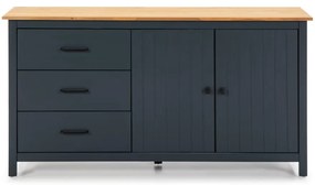Tmavomodrá nízka komoda z borovicového dreva 150x80 cm Miranda – Marckeric
