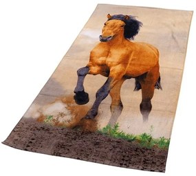 Jerry Fabrics Bavlnená froté osuška 70x140 cm - Kôň Horse brown
